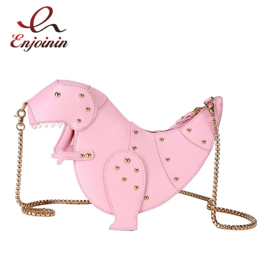 Dinosaur Design Rivets Women's Purses and Handbags Shoulder Chain Bag Designer Small  Crossbody Bag Female Clutch Bag Pu Leather