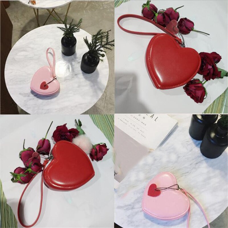 Red Heart Organizer Coin Purse