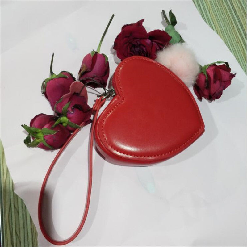 Red Heart Organizer Coin Purse