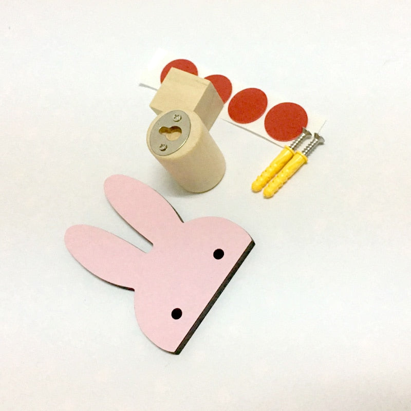 Nordic Kids Room Decorative Wall Hanging Clothing Hooks Wood Rabbit Cactus Children Wall Sticker ice cream Hanger Clothes Hook